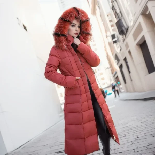 Very Warm Long Quilted Winter Cotton Padded Black Parkas With Hood - Image 15