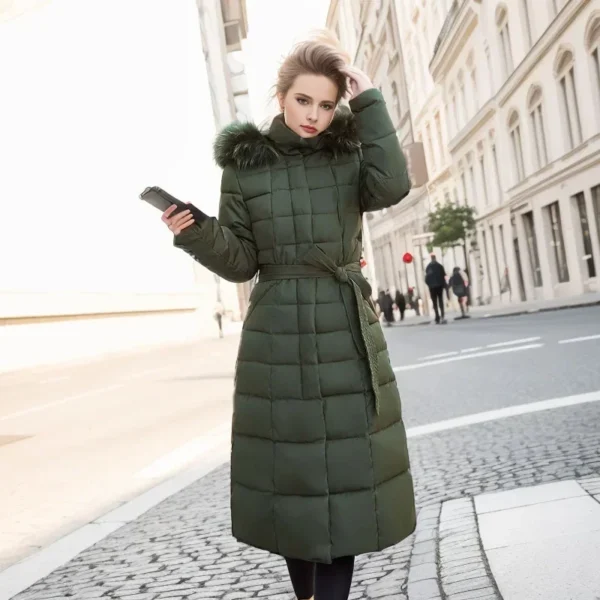 Very Warm Long Quilted Winter Cotton Padded Black Parkas With Hood - Image 2