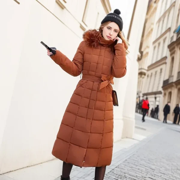 Very Warm Long Quilted Winter Cotton Padded Black Parkas With Hood - Image 11