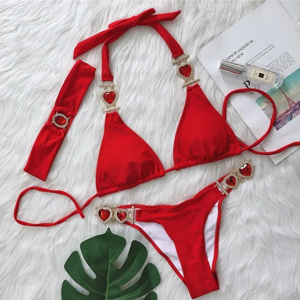 Sexy Rhinestones Push Up Beach Swim Wear Bikini With Headband - Image 14