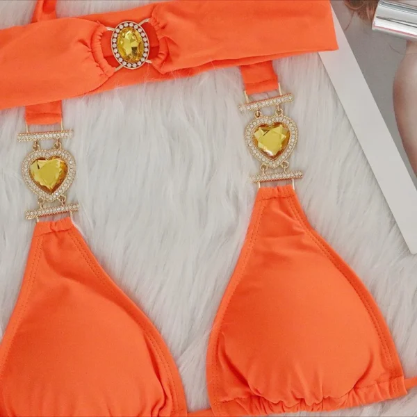 Sexy Rhinestones Push Up Beach Swim Wear Bikini With Headband - Image 23