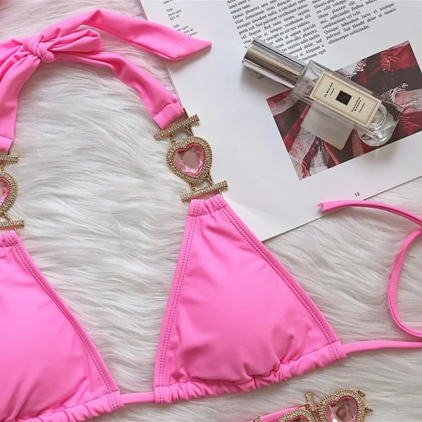 Sexy Rhinestones Push Up Beach Swim Wear Bikini With Headband - Image 13