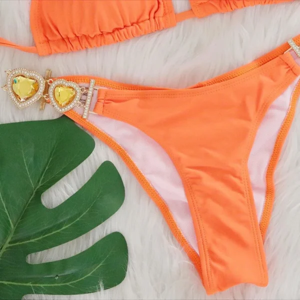 Sexy Rhinestones Push Up Beach Swim Wear Bikini With Headband - Image 24