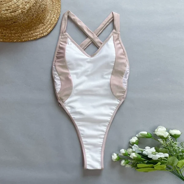 Sexy Summer One Piece Semi Thong Backless Swimwear - Image 10
