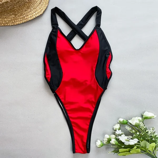 Sexy Summer One Piece Semi Thong Backless Swimwear - Image 4
