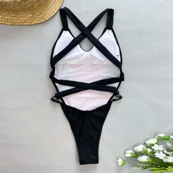 Sexy Summer One Piece Semi Thong Backless Swimwear - Image 11