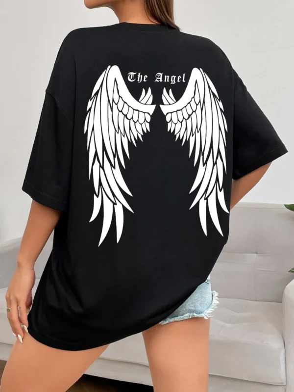 Cotton Short Sleeves Dark Angel Wing Hot Sale Graphic Printed T-Shirts - Image 27