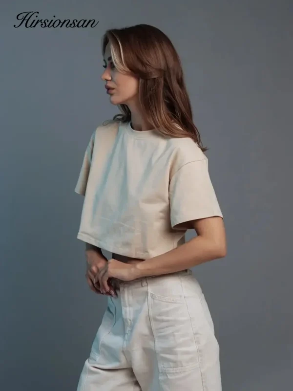 100% Cotton Short Chic Vintage O Neck Top T-Shirt - Image 30