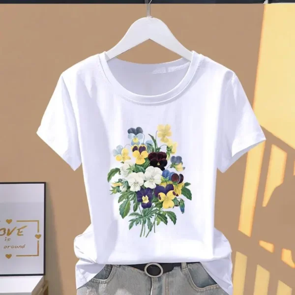 Casual Fashion Explosive Short Sleeve Print Floral Sports T-shirt - Image 12