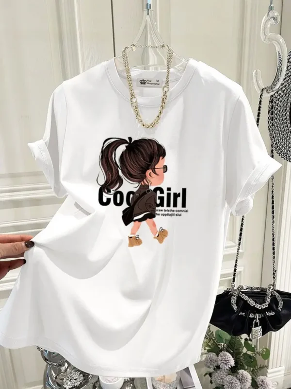 Pure Top Cotton Loose Printed Short Sleeve O-neck Streetwear T-shirt - Image 7