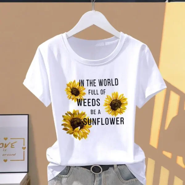 Casual Fashion Explosive Short Sleeve Print Floral Sports T-shirt - Image 8
