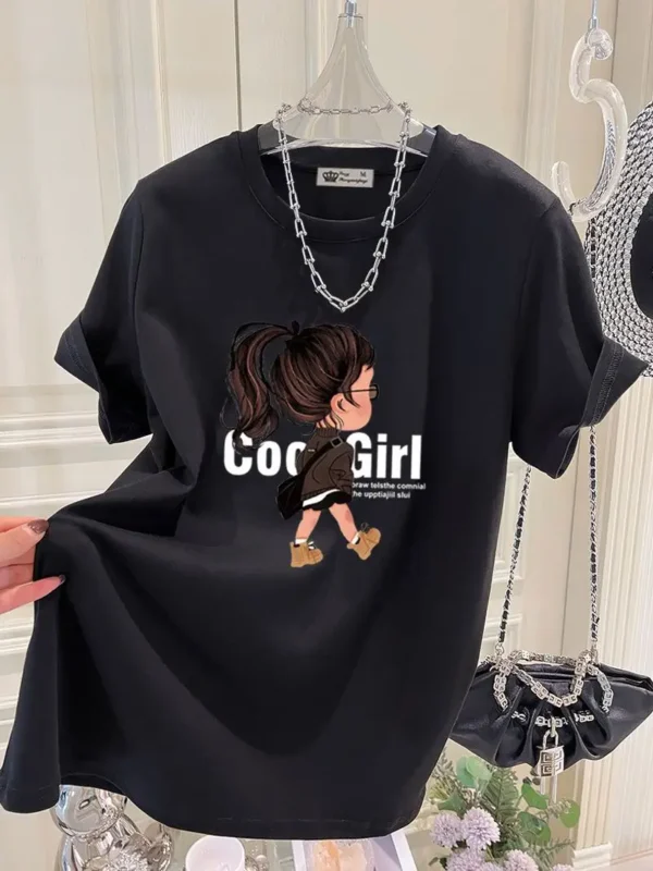 Pure Top Cotton Loose Printed Short Sleeve O-neck Streetwear T-shirt - Image 9