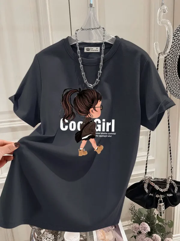 Pure Top Cotton Loose Printed Short Sleeve O-neck Streetwear T-shirt - Image 8