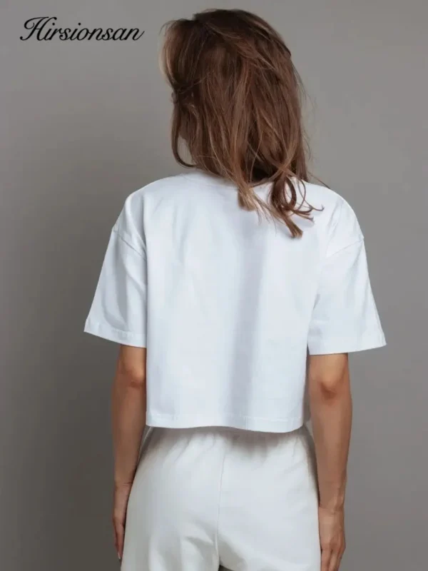 100% Cotton Short Chic Vintage O Neck Top T-Shirt - Image 22