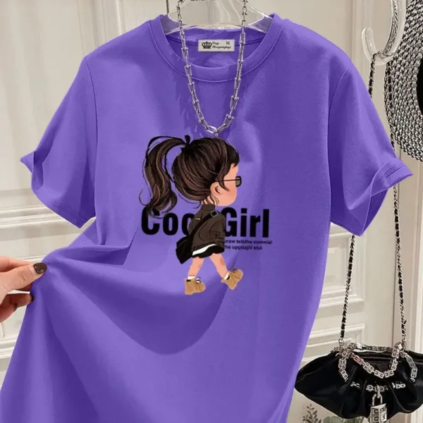Pure Top Cotton Loose Printed Short Sleeve O-neck Streetwear T-shirt - Image 5
