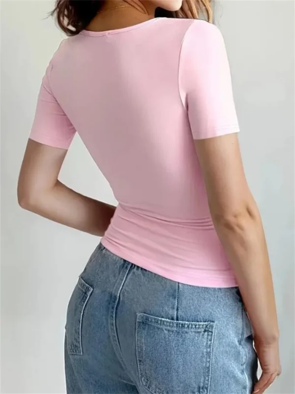 Simple and Elegant Crew Neck Casual Slim Fit Short Sleeve T-Shirts - Image 5