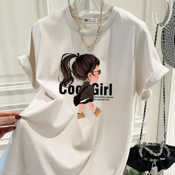 Pure Top Cotton Loose Printed Short Sleeve O-neck Streetwear T-shirt - Image 4