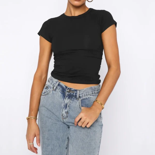 Simple and Elegant Crew Neck Casual Slim Fit Short Sleeve T-Shirts - Image 18
