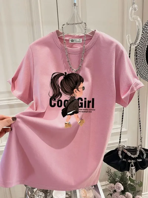 Pure Top Cotton Loose Printed Short Sleeve O-neck Streetwear T-shirt - Image 12