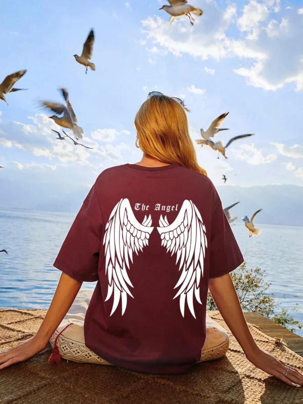 Cotton Short Sleeves Dark Angel Wing Hot Sale Graphic Printed T-Shirts - Image 25