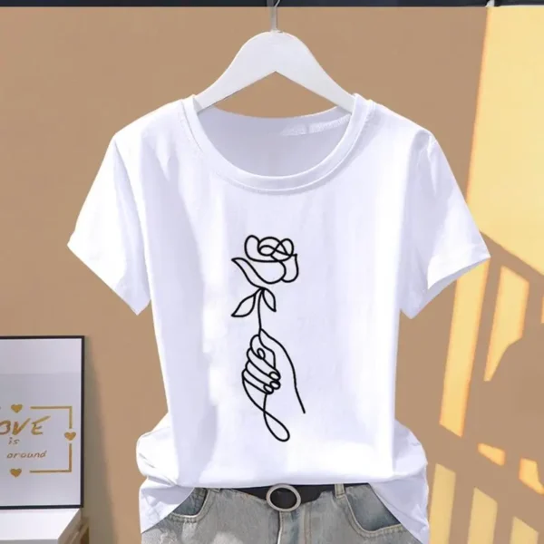 Casual Fashion Explosive Short Sleeve Print Floral Sports T-shirt - Image 2