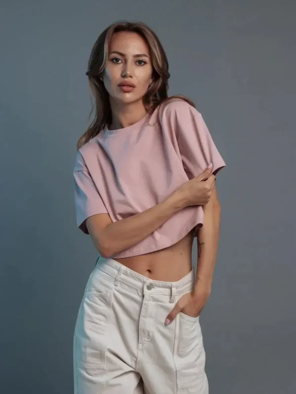 100% Cotton Short Chic Vintage O Neck Top T-Shirt - Image 10