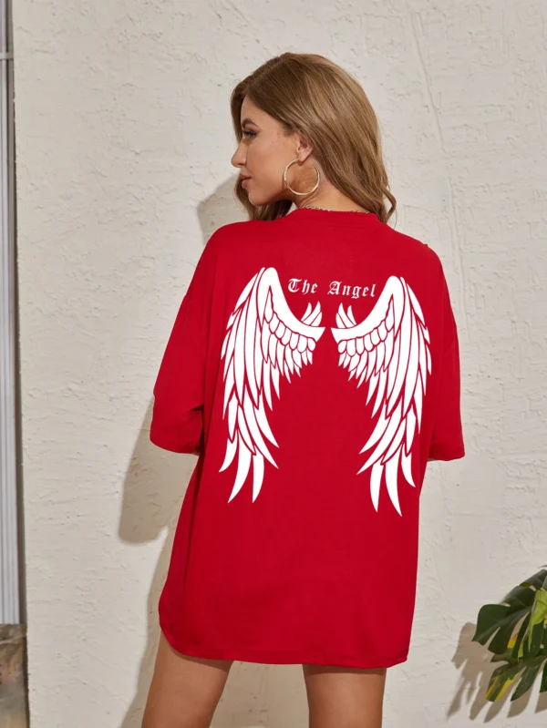 Cotton Short Sleeves Dark Angel Wing Hot Sale Graphic Printed T-Shirts - Image 9