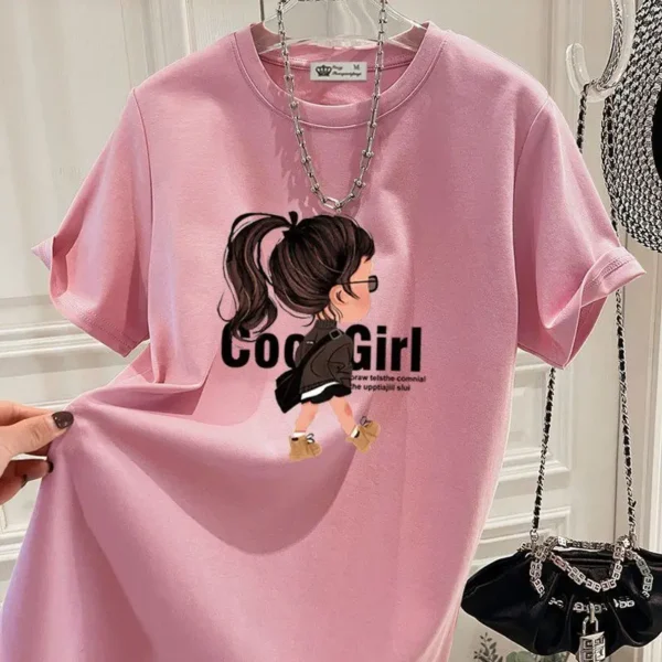 Pure Top Cotton Loose Printed Short Sleeve O-neck Streetwear T-shirt - Image 6