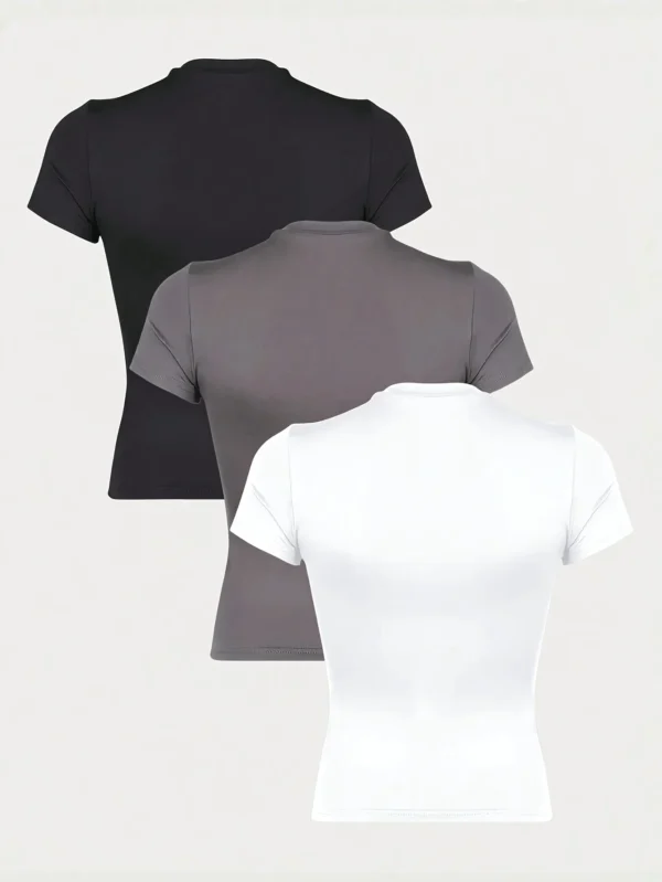 Simple and Elegant Crew Neck Casual Slim Fit Short Sleeve T-Shirts - Image 11