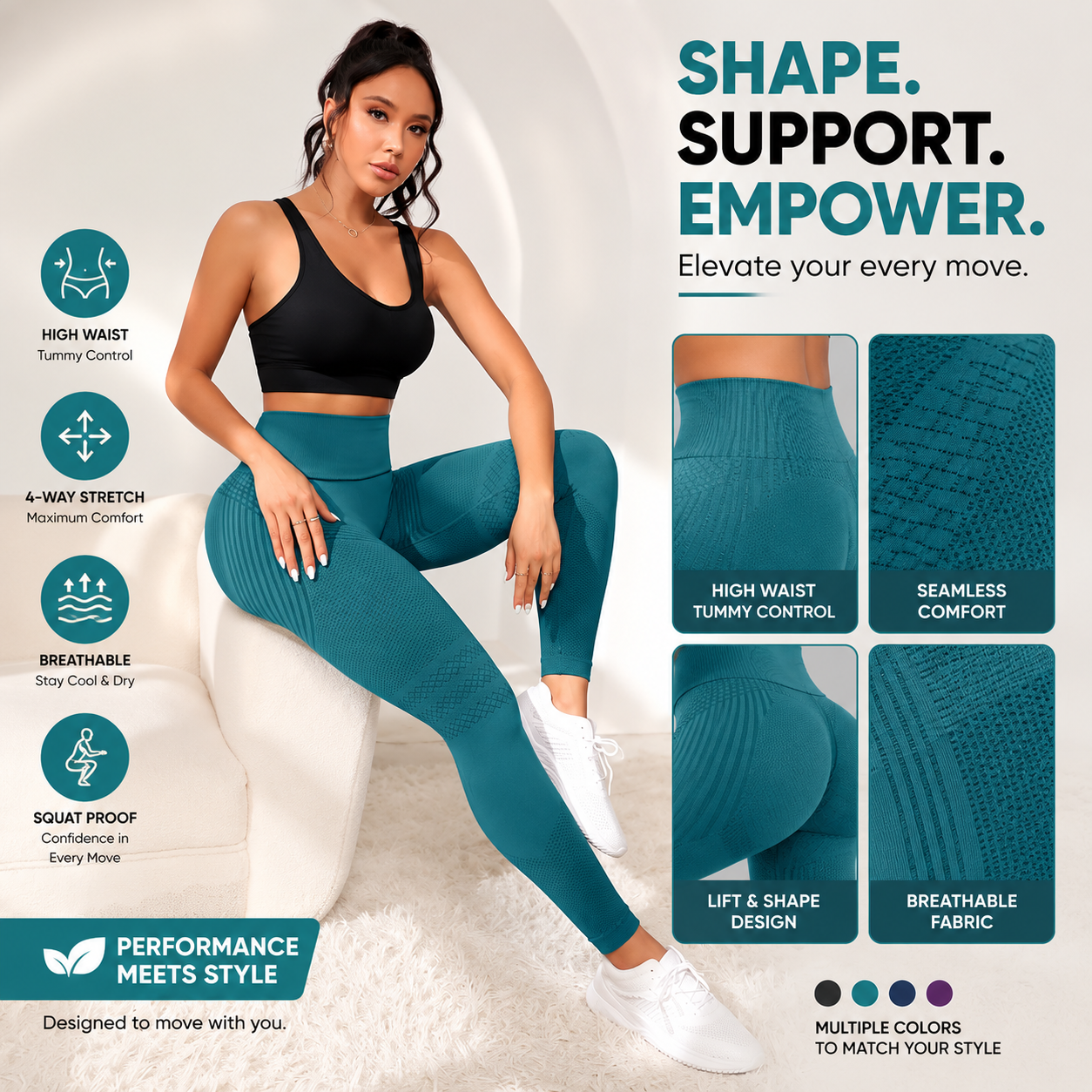 High-Waisted Butt-Lifting Sports Pants | Women's Elastic Yoga Fitness Leggings